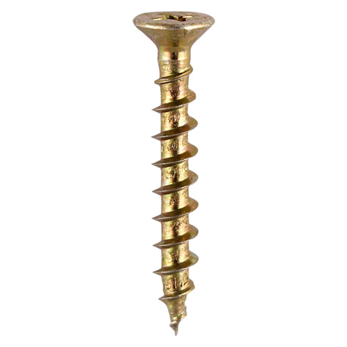 Window Fabrication Screws - Countersunk with Ribs - PH - Single Thread - Gimlet Point - Yellow - 4.3 x 20 - Box of 1000