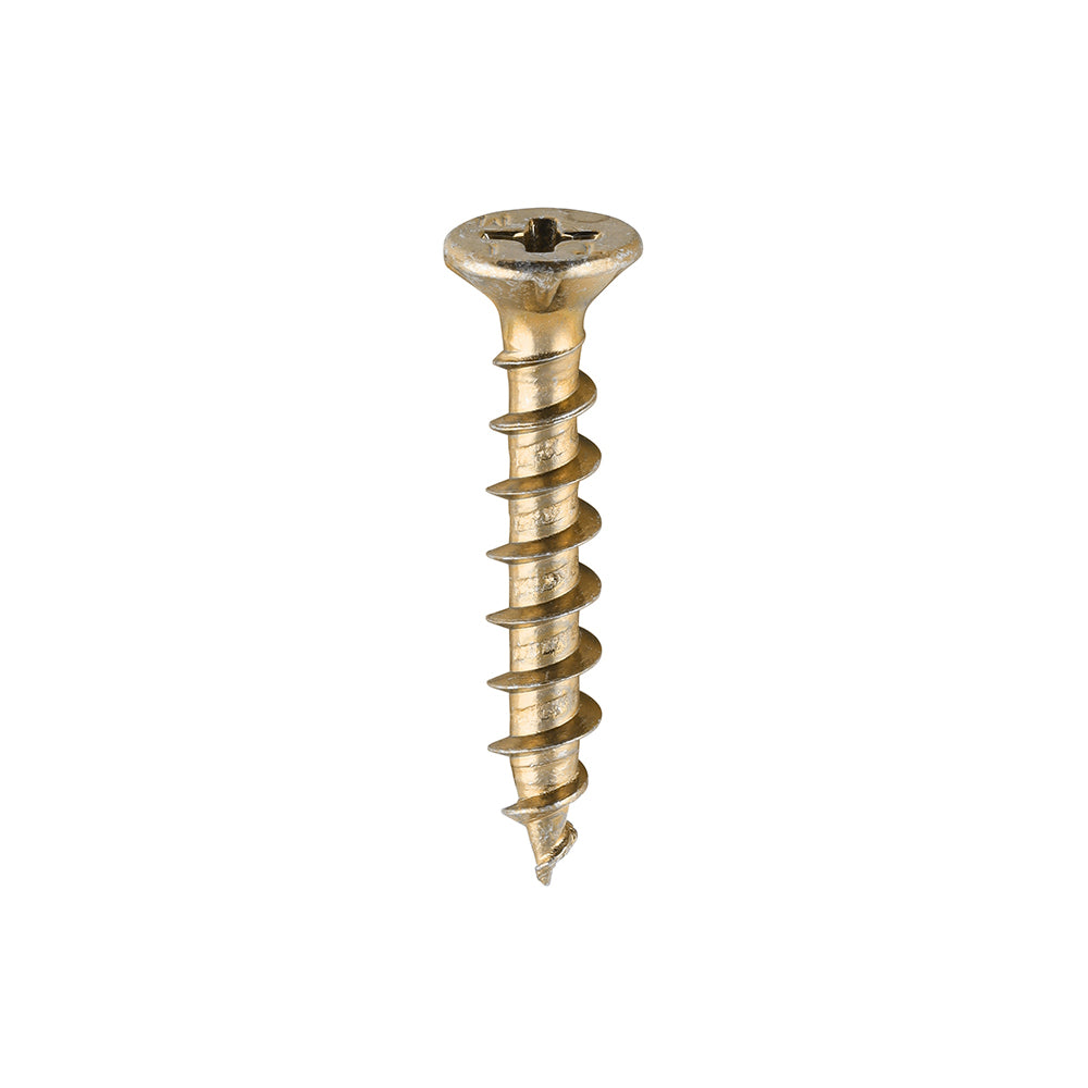 Window Fabrication Screws - Countersunk with Ribs - PH - Single Thread - Gimlet Point - Yellow - 4.3 x 25 - Box of 1000