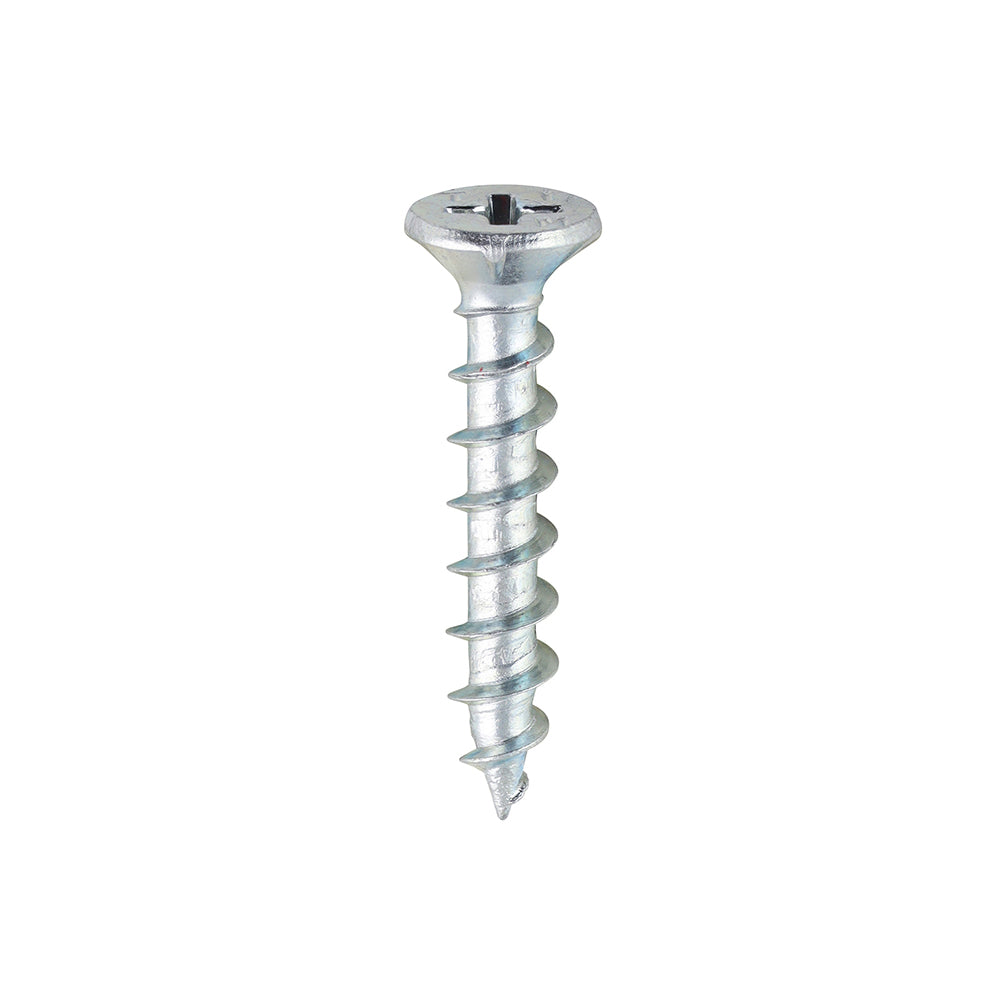 Window Fabrication Screws - Countersunk with Ribs - PH - Single Thread - Gimlet Point - Zinc - 4.3 x 25 - Box of 1000
