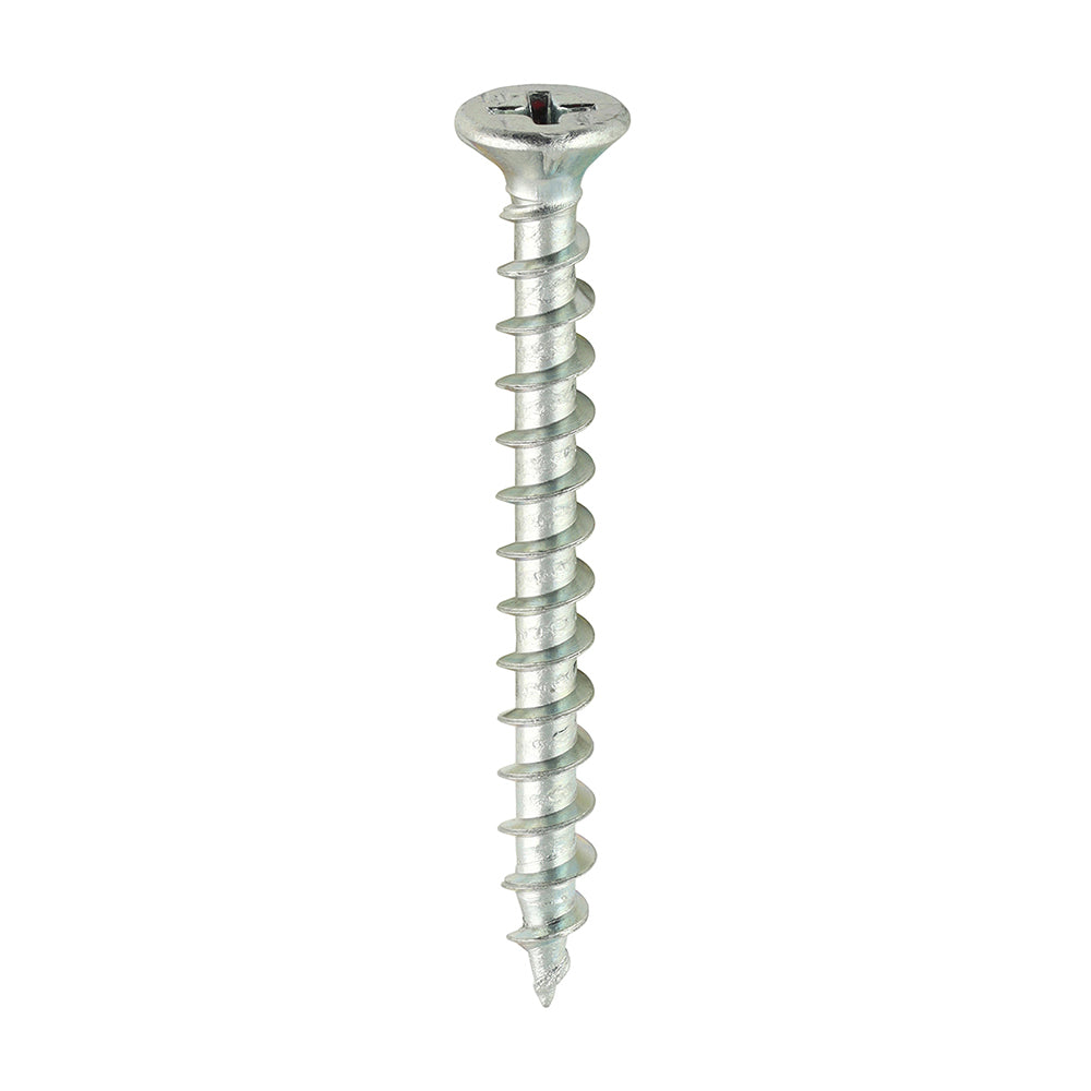 Window Fabrication Screws - Countersunk with Ribs - PH - Single Thread - Gimlet Point - Zinc - 4.3 x 40 - Box of 1000
