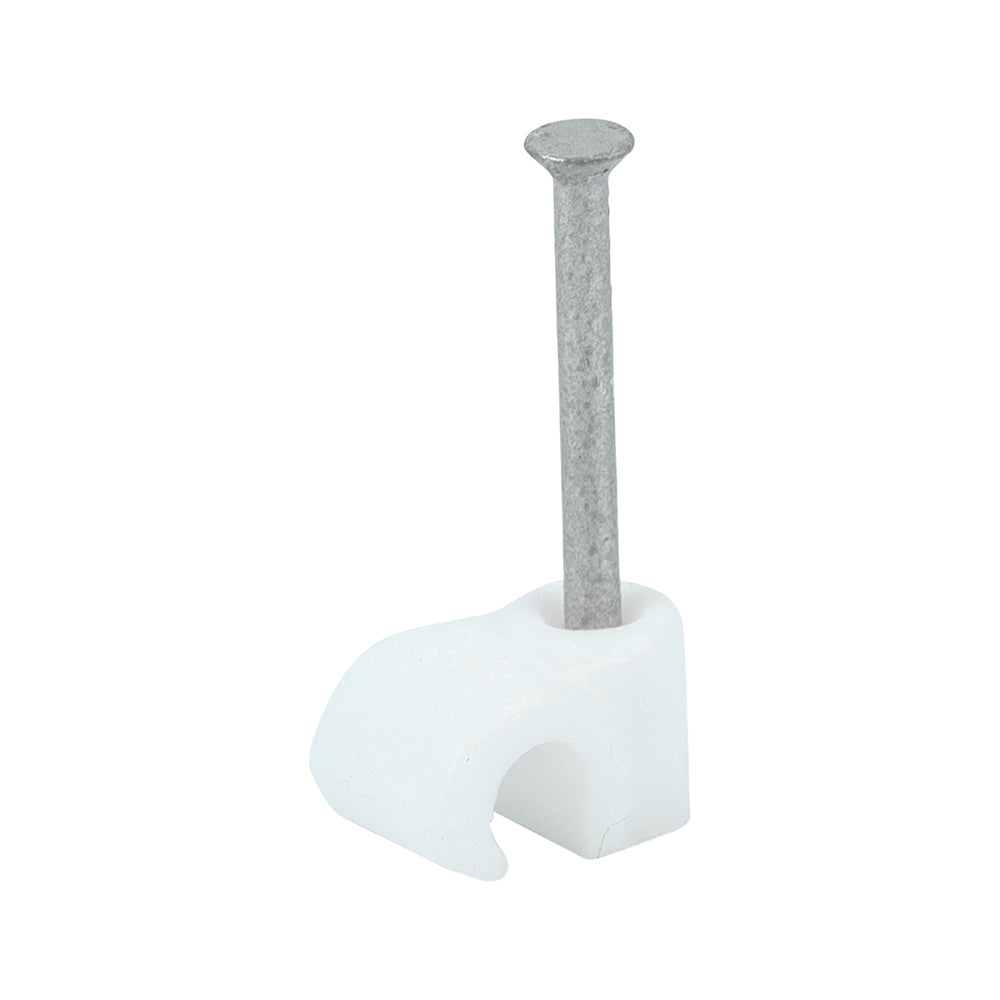Round Cable Clips - White - To fit 3.5mm - Box of 100