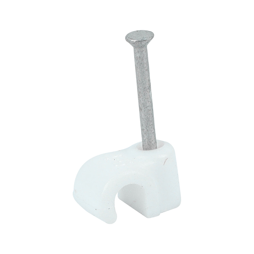 Round Cable Clips - White - To fit 4.5mm - Box of 100