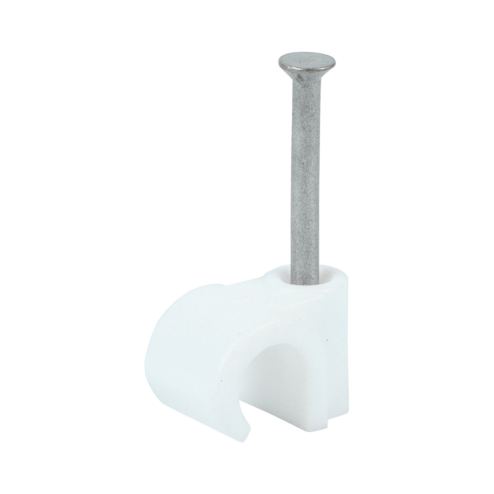 Round Cable Clips - White - To fit 7.0mm - Box of 100