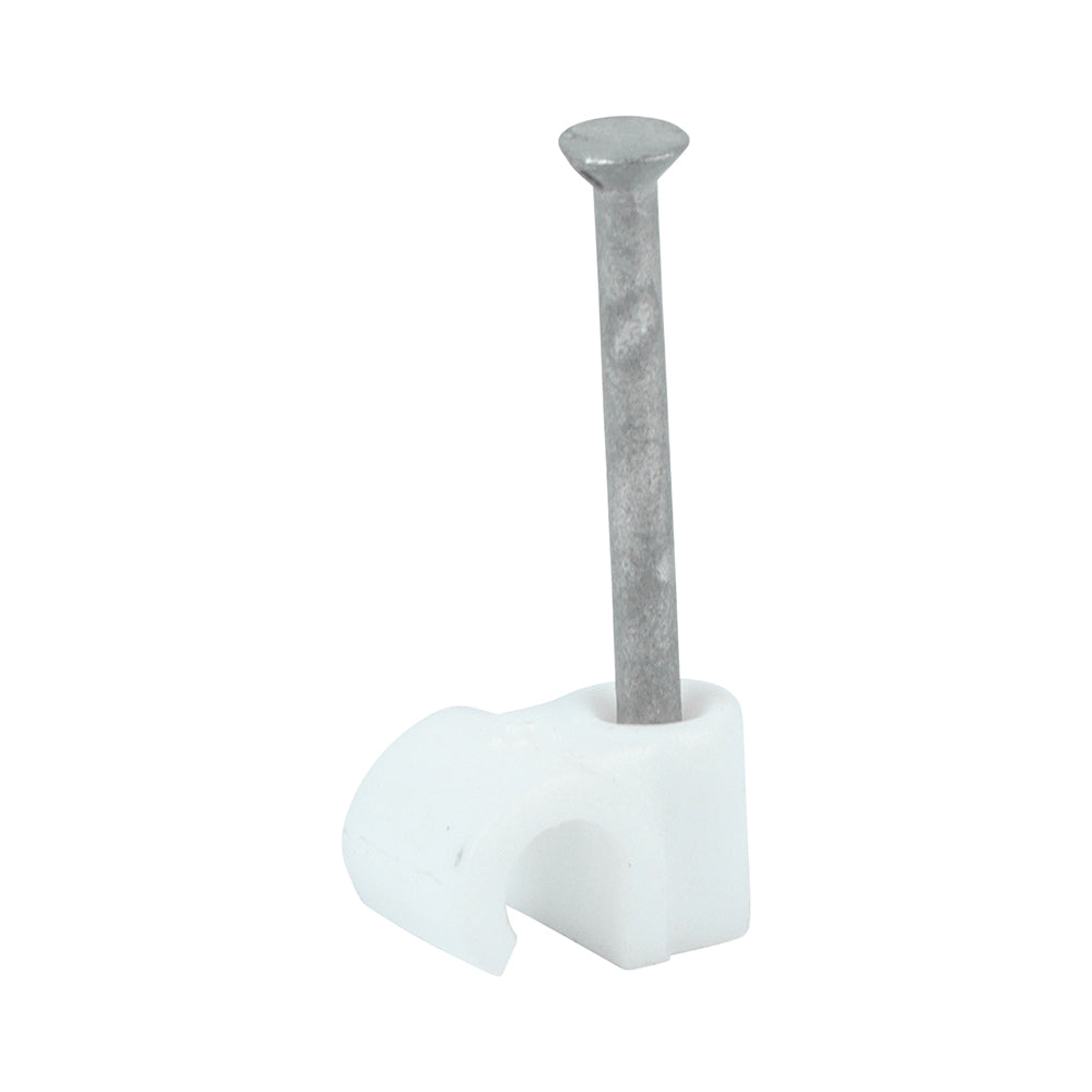 Round Cable Clips - White - To fit 5.0mm - Box of 100