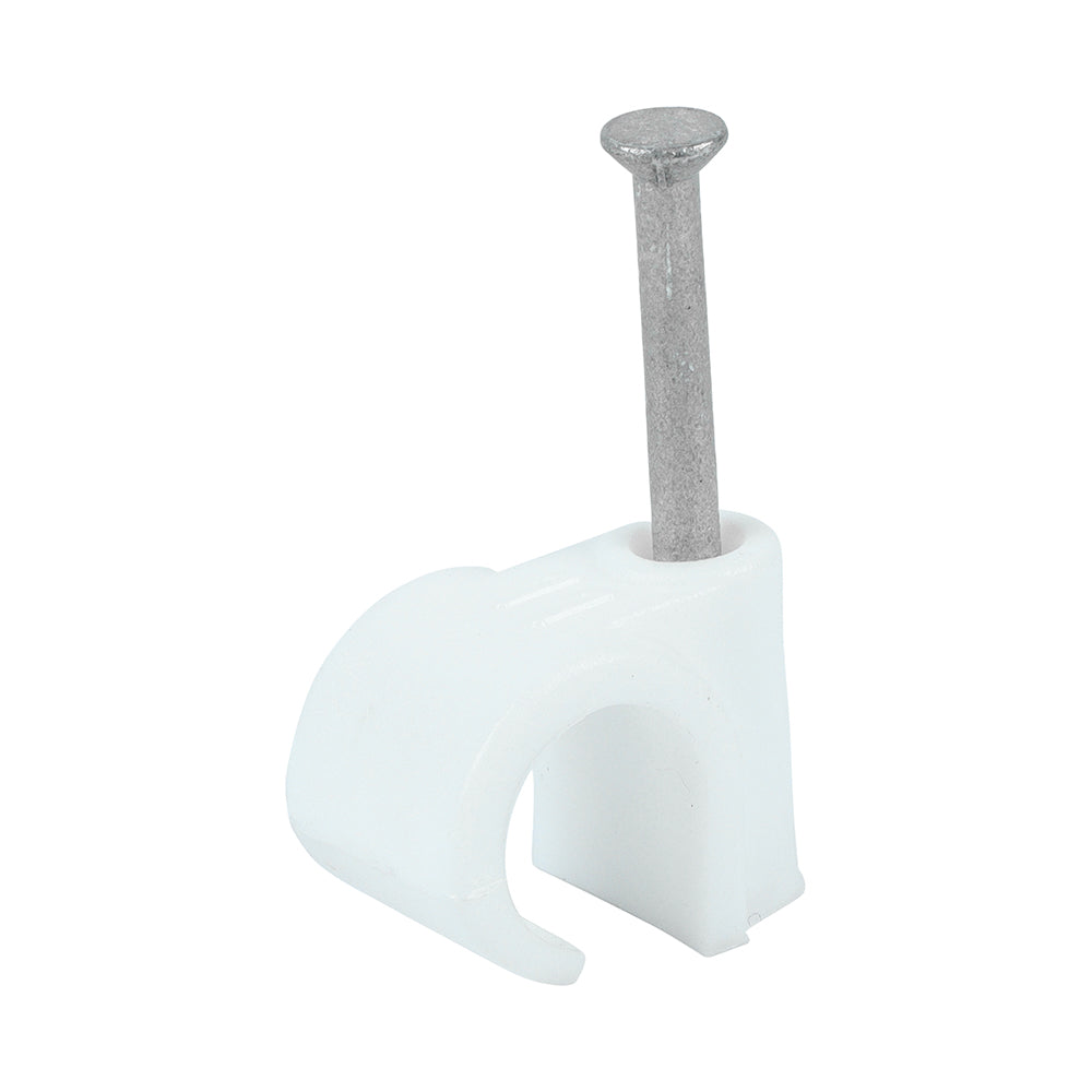 Round Cable Clips - White - To fit 11.0mm - Box of 100