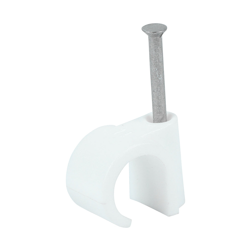 Round Cable Clips - White - To fit 14.0mm - Box of 100