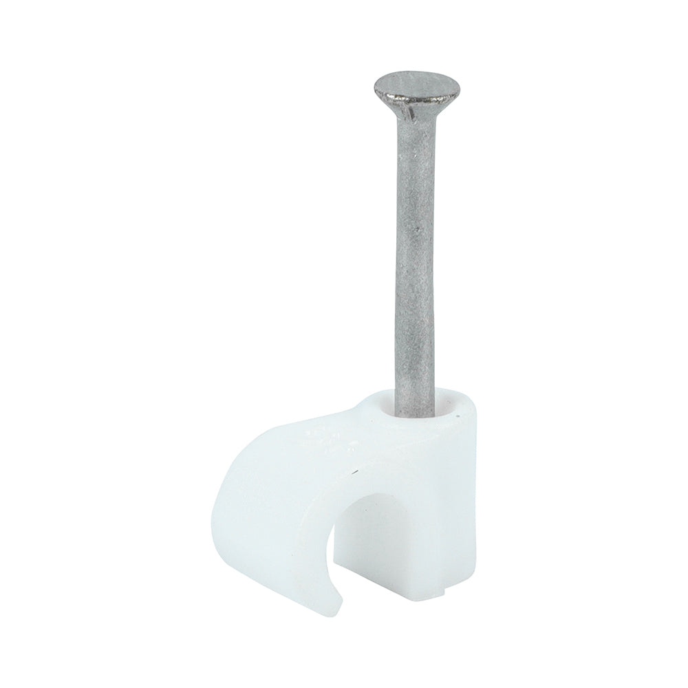 Round Cable Clips - White - To fit 6.0mm - Box of 100