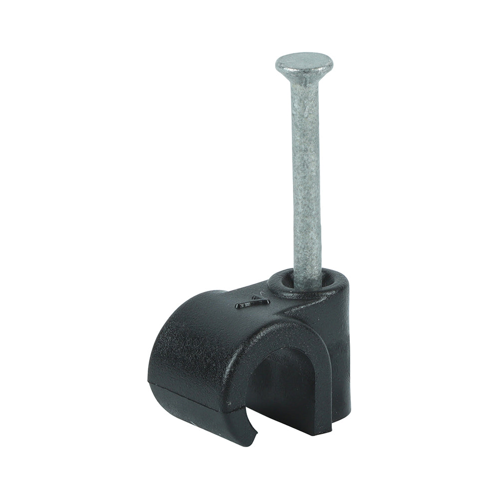 Round Cable Clips - Black - To fit 7.0mm - Box of 100