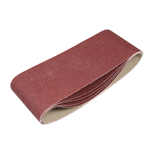 Sanding Belts - 80 Grit - Red - 100 x 610mm - Pack of 5
