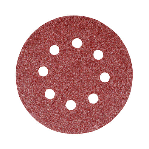 Random Orbital Sanding Discs - 120 Grit - Red - 125mm - Pack of 5
