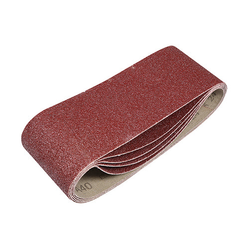 Sanding Belts - 40 Grit - Red - 75 x 457mm - Pack of 5
