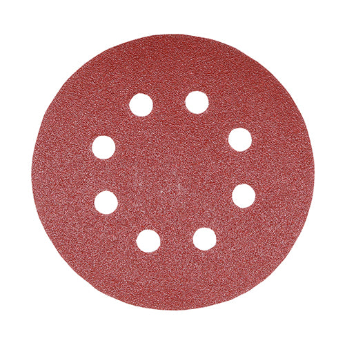 Random Orbital Sanding Discs - Mixed - Red - 125mm (80/120/180) - Pack of 5