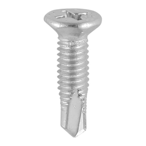 Window Fabrication Screws - Countersunk Facet - PH - Metric Thread - Self-Drilling Point - Martensitic Stainless Steel & Silver Organic - M4 x 16 - Box of 1000