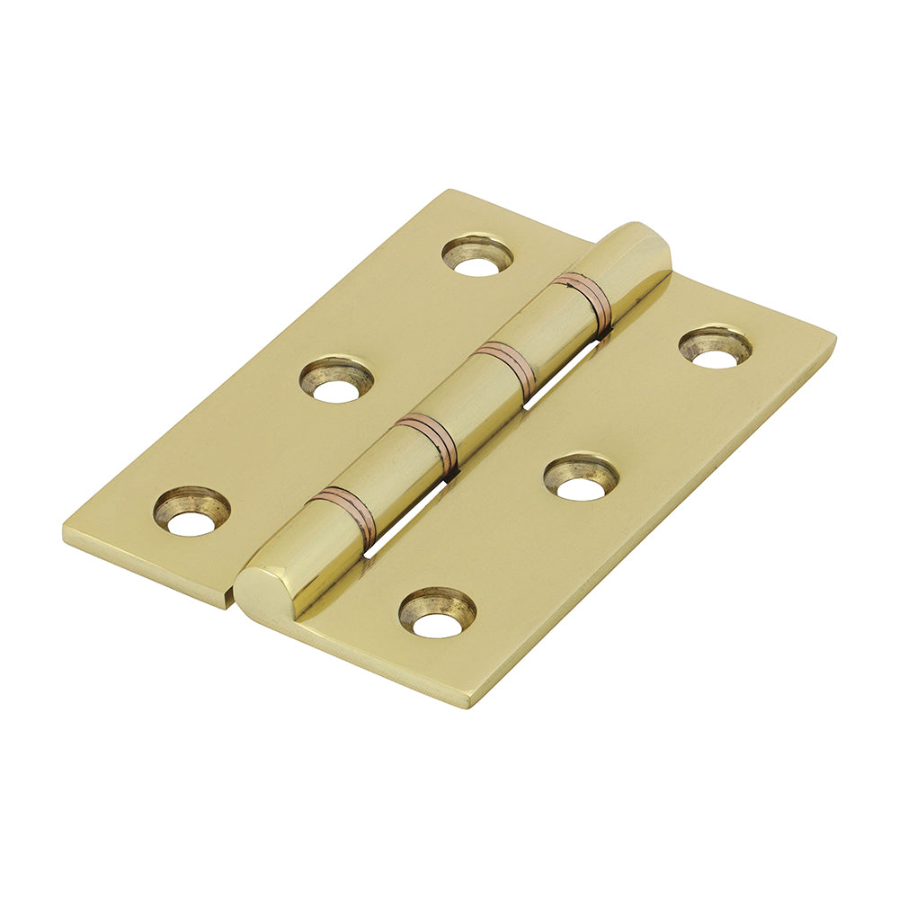 Double Phosphor Bronze Washered Butt Hinge - Solid Brass - Polished Brass - 76 x 50 - Box of 1