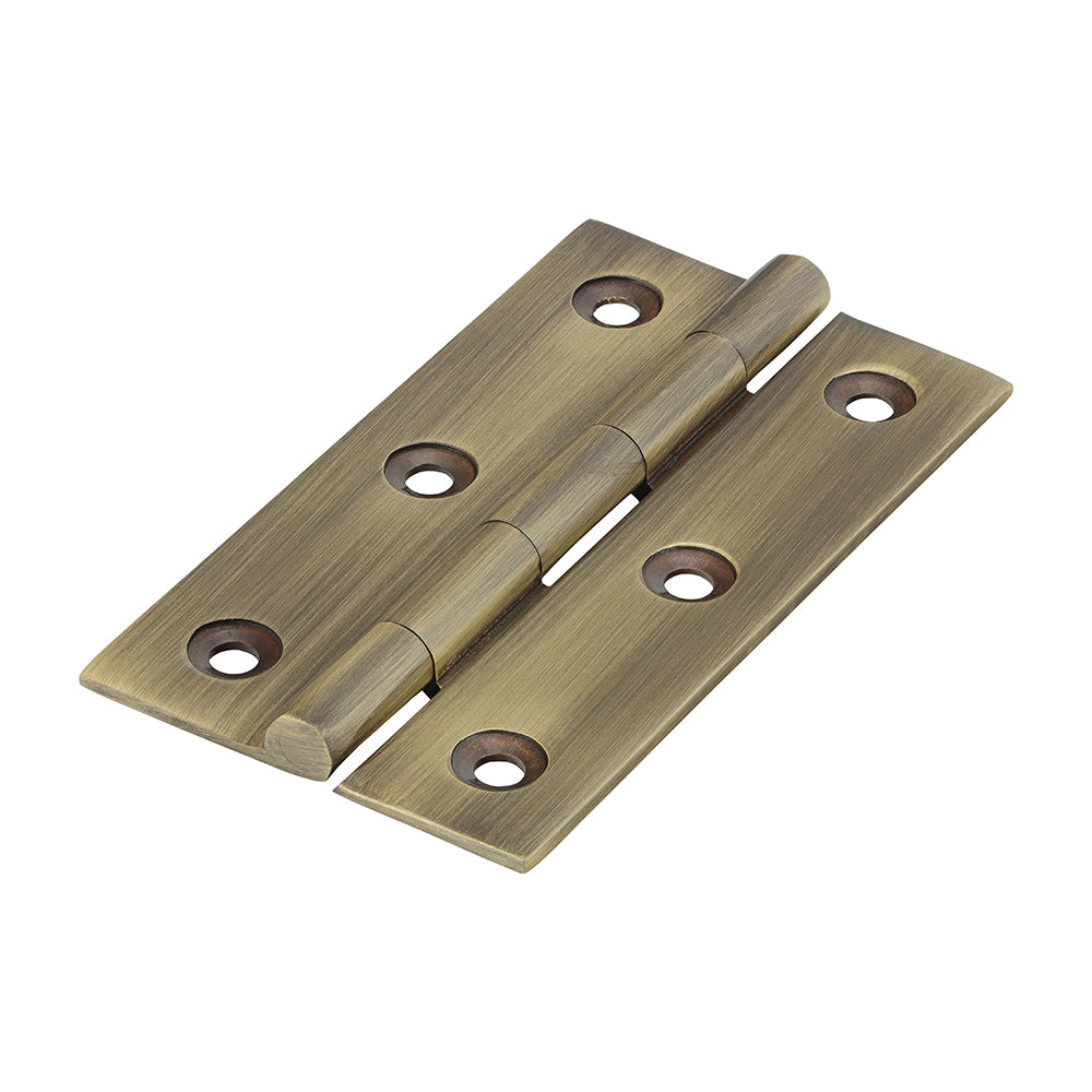 Solid Drawn Hinge - Solid Brass - Antique Brass - 75 x 40 - Bag of 1