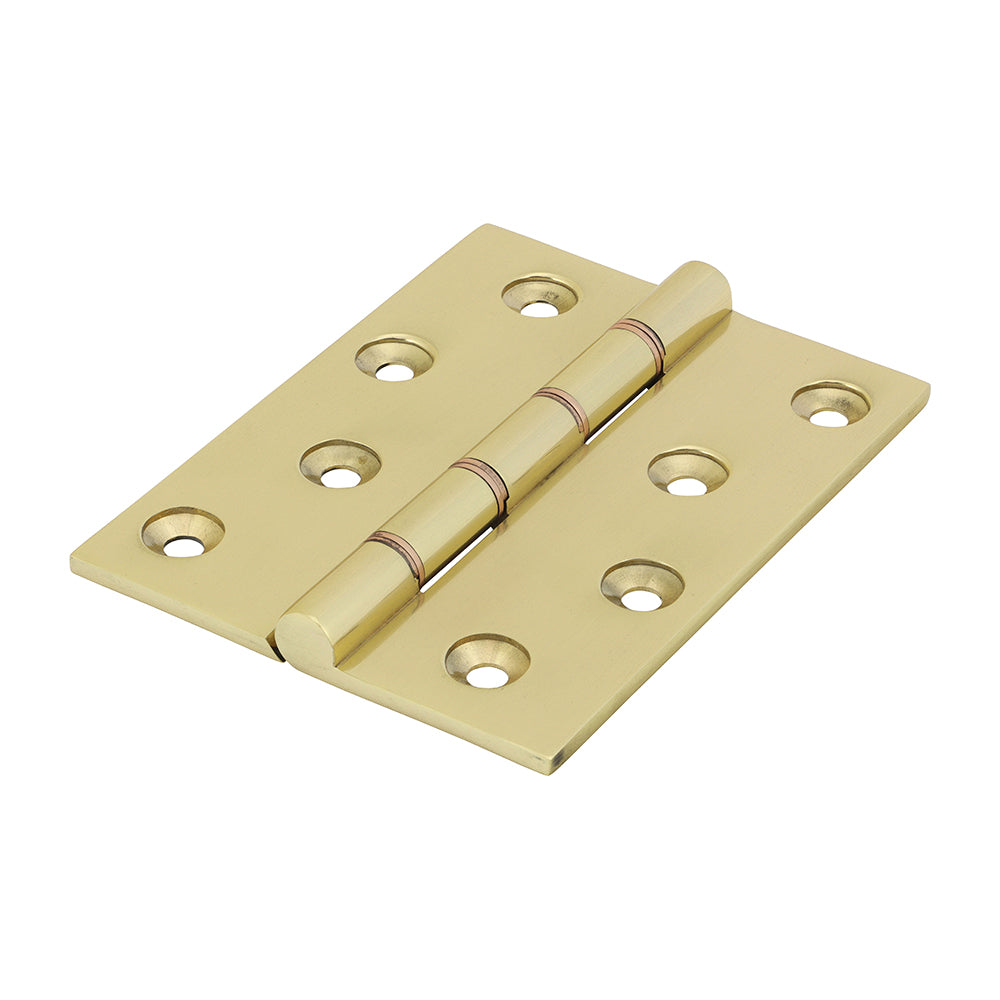 Double Phosphor Bronze Washered Butt Hinge - Solid Brass - Polished Brass - 102 x 75 - Box of 1