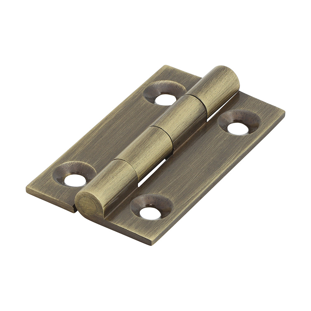 Solid Drawn Hinge - Solid Brass - Antique Brass - 38 x 22 - Bag of 1