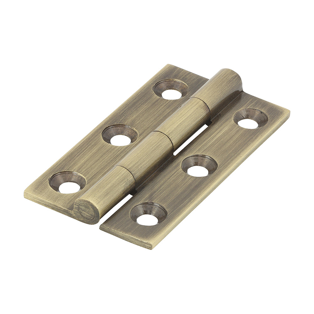 Solid Drawn Hinge - Solid Brass - Antique Brass - 50 x 28 - Bag of 1