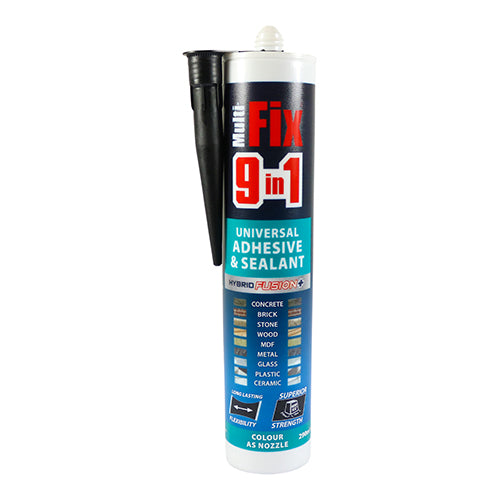 9 in 1 Universal Adhesive & Sealant - Black - 290ml - Cartridge of 1