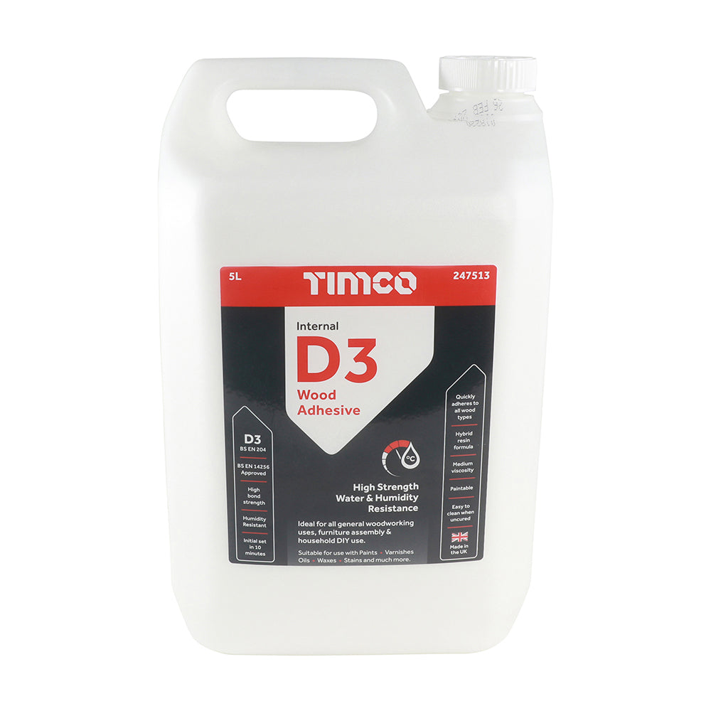 Internal D3 Wood Adhesive - 5L - Bottle of 1