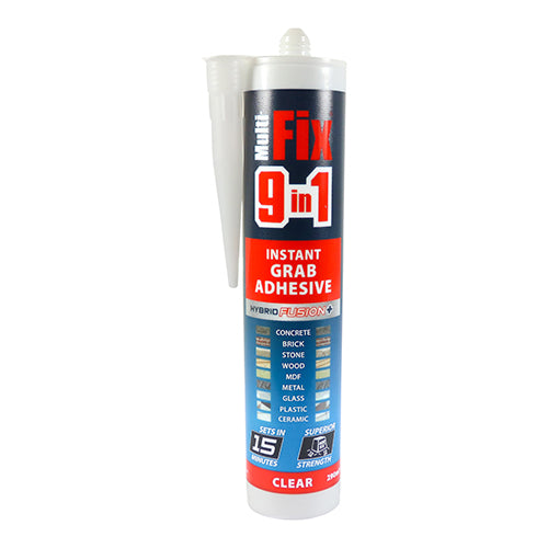 9 in 1 Instant Grab Adhesive - Clear - 290ml - Cartridge of 1