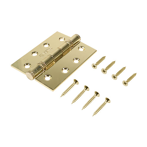Twin Ball Bearing Hinges - Steel - Electro Brass - 102 x 76 - Box of 1