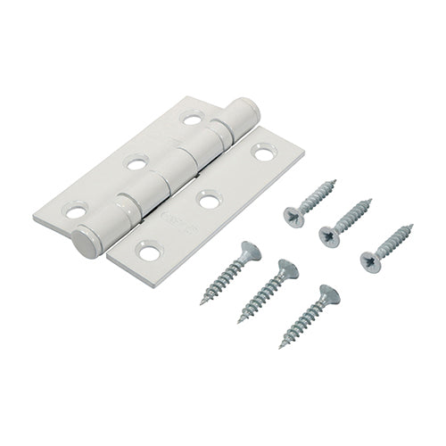 Twin Ball Bearing Hinges - Steel - White - 76 x 51 - Box of 1