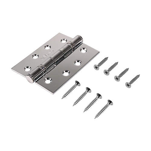 Twin Ball Bearing Hinges - Steel - Polished Chrome - 102 x 76 - Box of 1
