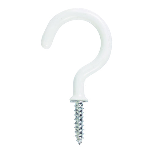 Cup Hooks - Round - White - 38mm - TIMpac of 4
