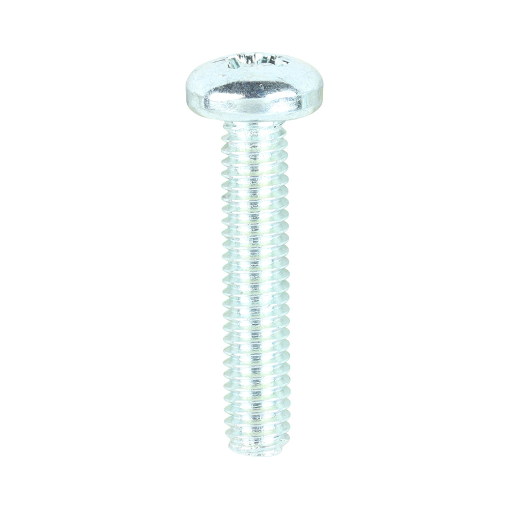 Metric Threaded Machine Screws - PZ - Pan Head - Zinc - M4 x 20 - Box of 100