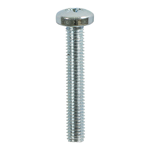 Metric Threaded Machine Screws - PZ - Pan Head - Zinc - M4 x 50 - Box of 100