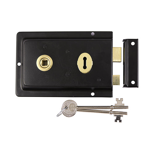 Rim Sash Lock Fluted - Black - 156 x 106mm - TIMbag of 1