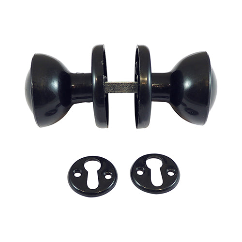 Plastic Rim / Mortice Knob Set - Black - 50mm - TIMbag of 1