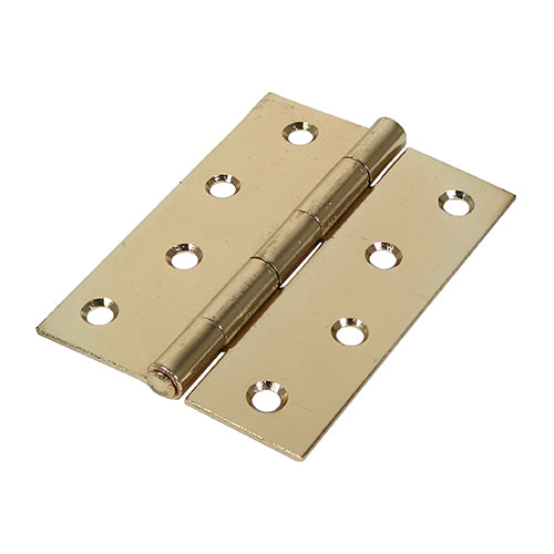 Plain Butt Hinge - Fixed Pin (1838) - Electro Brass - 100 x 70 - Plain Bag of 1