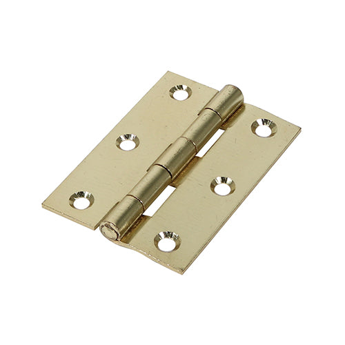 Plain Butt Hinge - Fixed Pin (1838) - Electro Brass - 63 x 44 - Plain Bag of 1