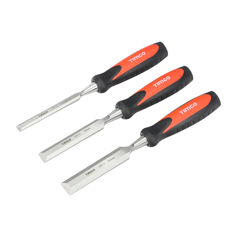 Bevel Edge Wood Chisel Set - Blister Pack of 3