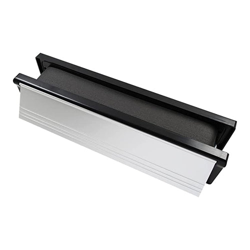 Intumescent Letterbox - Polished Silver - Black Frame - 305 x 70 - Box of 1