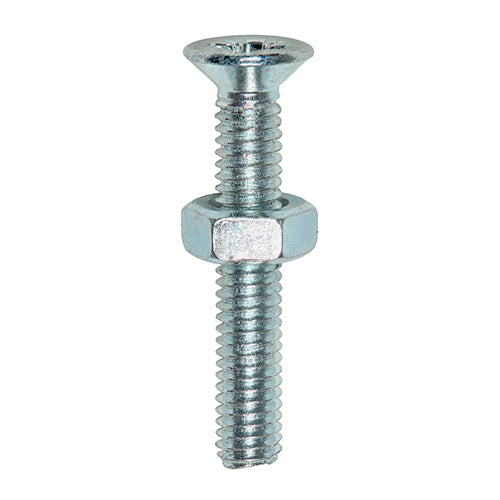 Machine Screws - PZ - Countersunk & Hex Nuts - Zinc - M5 x 25 - TIMpac of 25