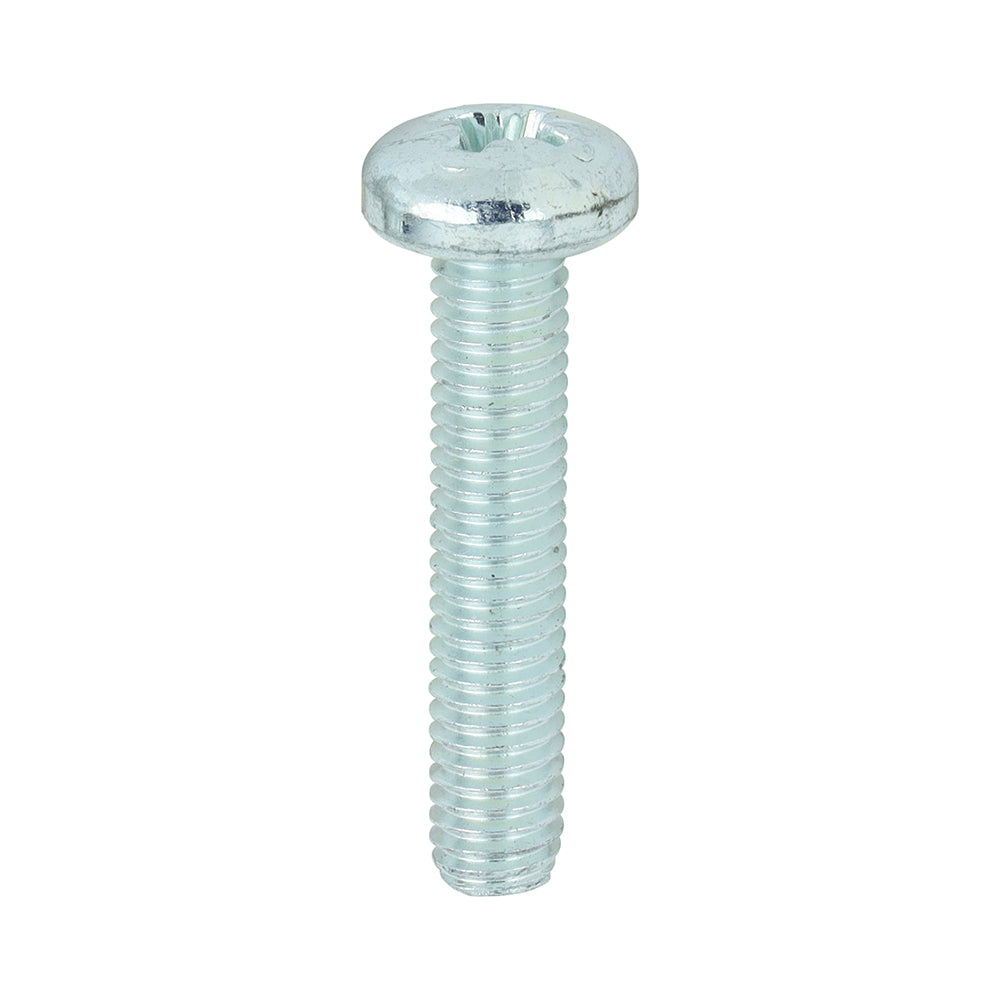 Metric Threaded Machine Screws - PZ - Pan Head - Zinc - M5 x 25 - Box of 100