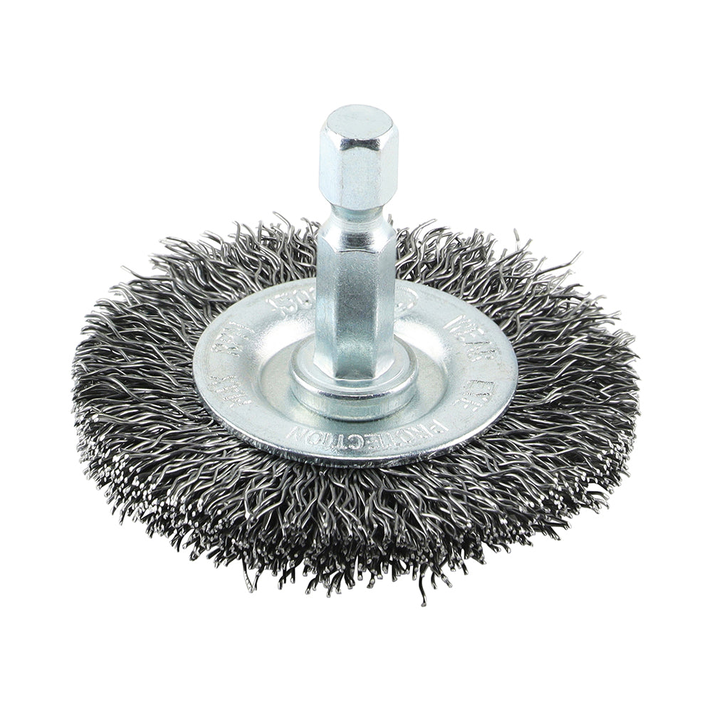 Drill Wheel Brush - Crimped Steel Wire - 50mm - Blister Pack of 1