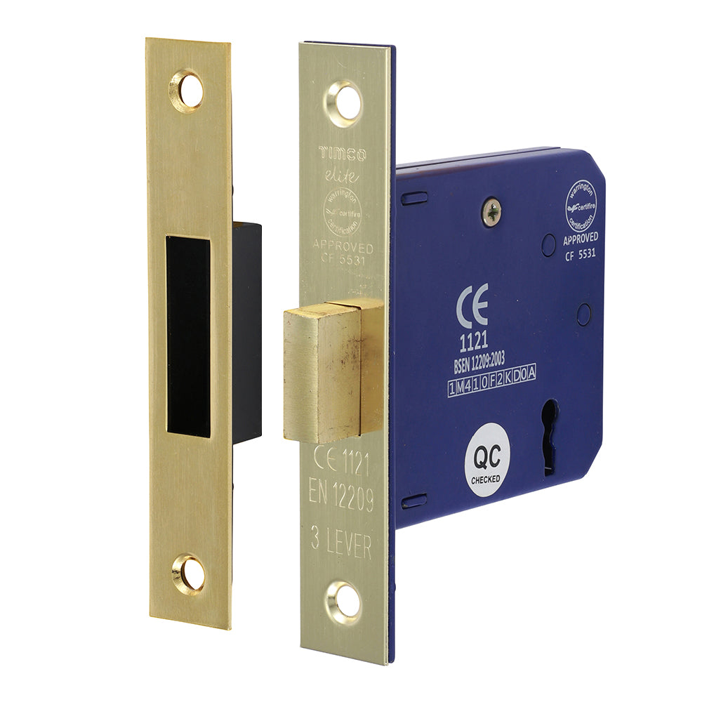3 Lever Deadlock - Electro Brass - 78 case / 58 backset - Box of 1
