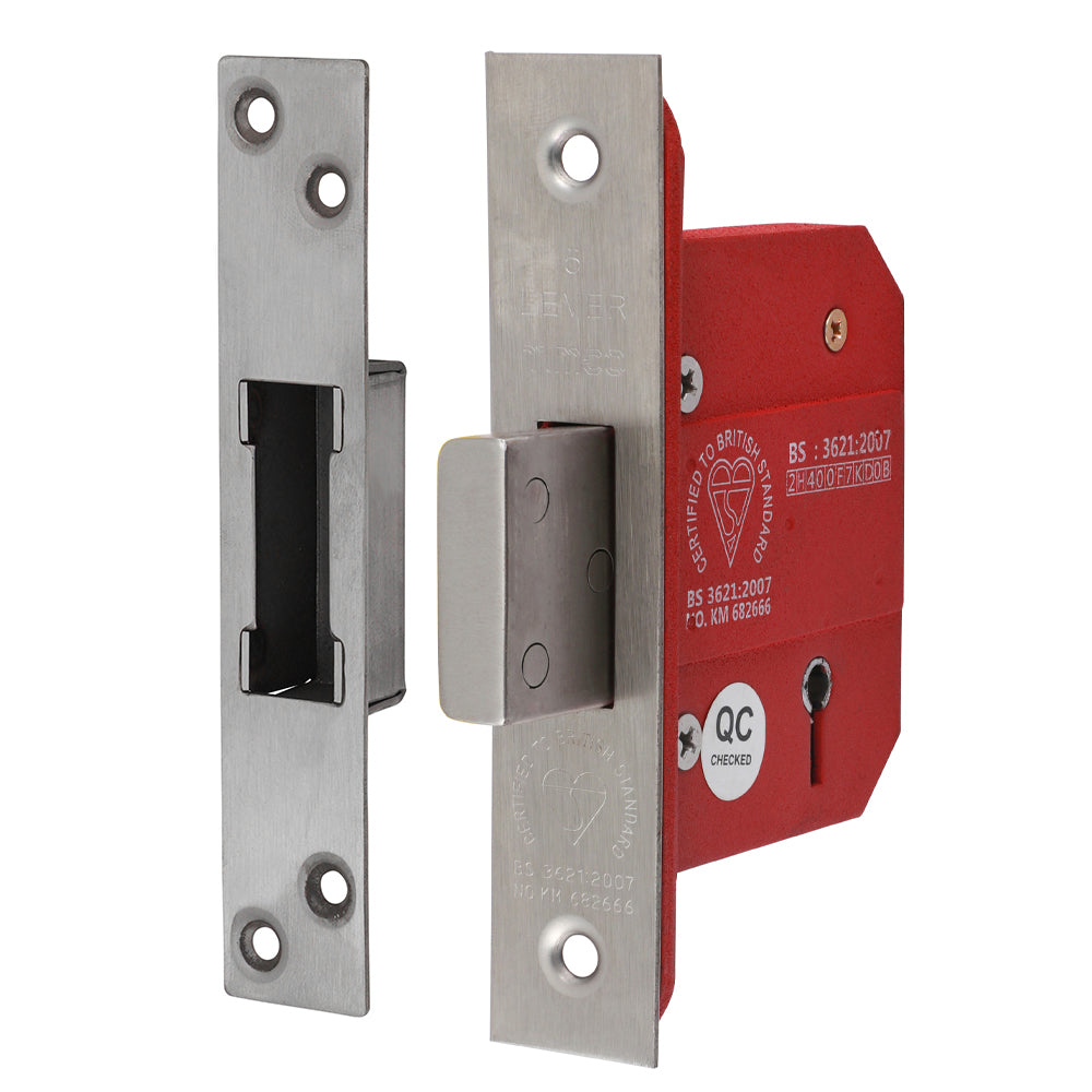 5 Lever British Standard CE Deadlock - Stainless Steel - Satin - 66 case / 45 backset - Box of 1