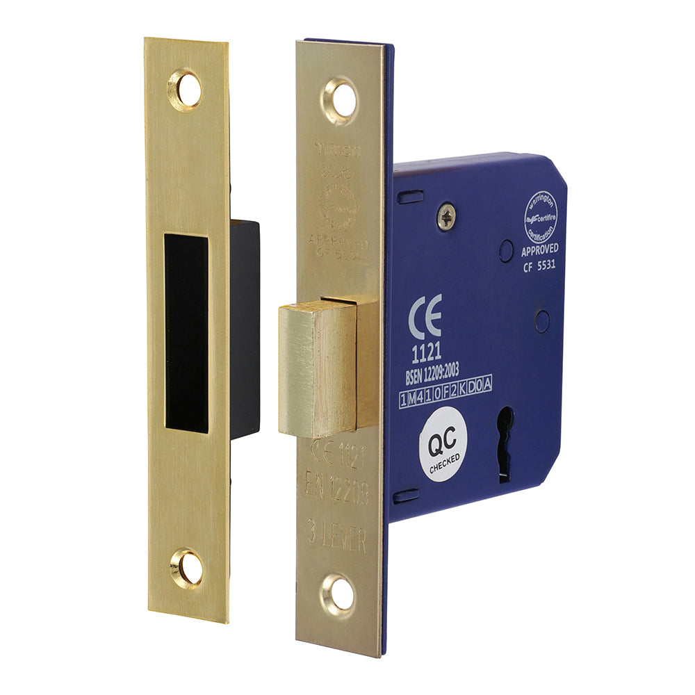 3 Lever Deadlock - Electro Brass - 65 case / 45 backset - Box of 1