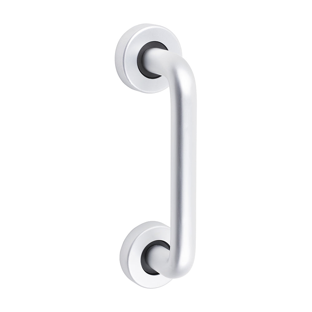 D Shaped Pull Handle On Rose - Satin Anodised Aluminium - 152 x 19 - TIMbag of 1