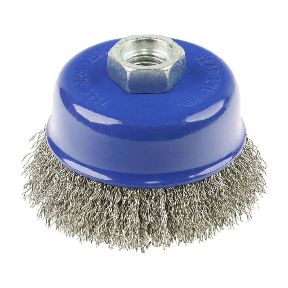 Angle Grinder Cup Brush - Crimped Stainless Steel - 75mm - Blister Pack of 1