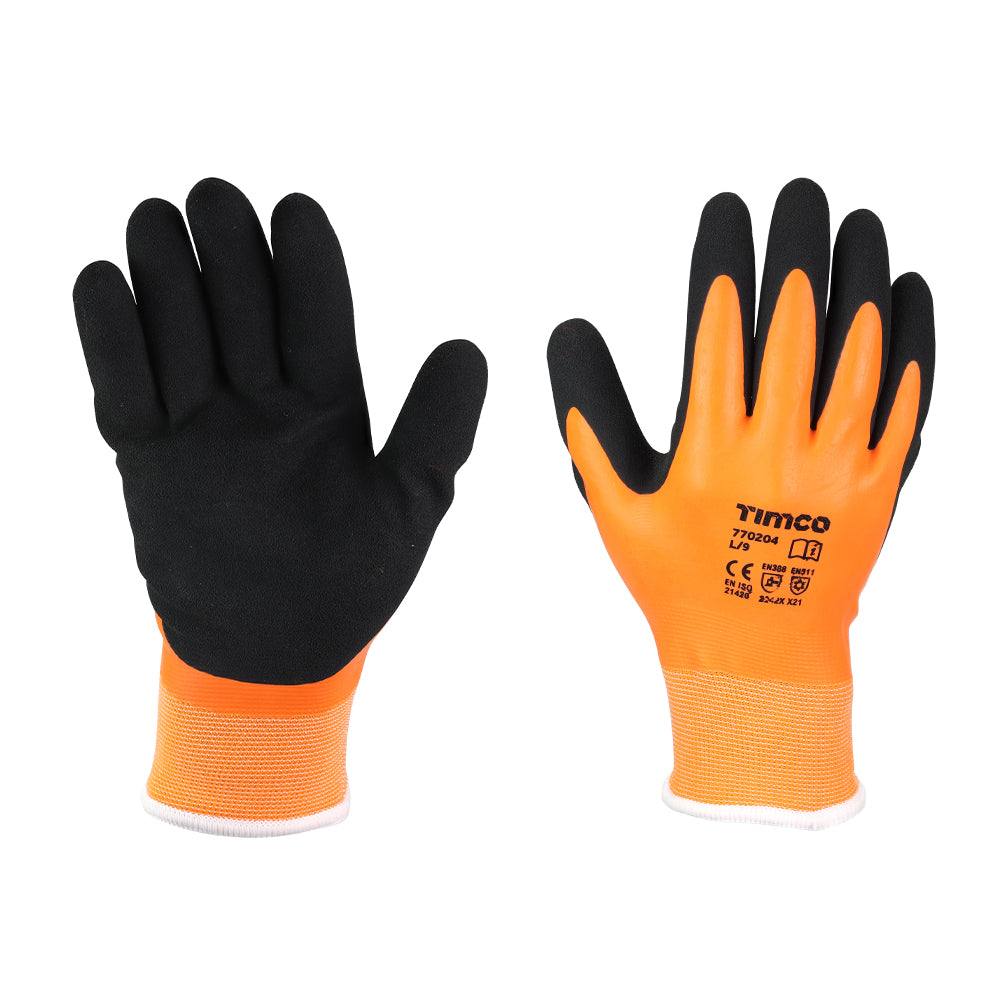 Aqua Thermal Grip Glove - Sandy Latex Coated Polyester - Large - Backing Card of 1