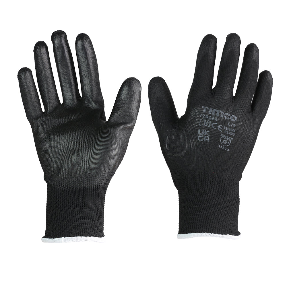 Durable Grip Gloves - PU Coated Polyester - Multi Pack - Large - Bag of 12