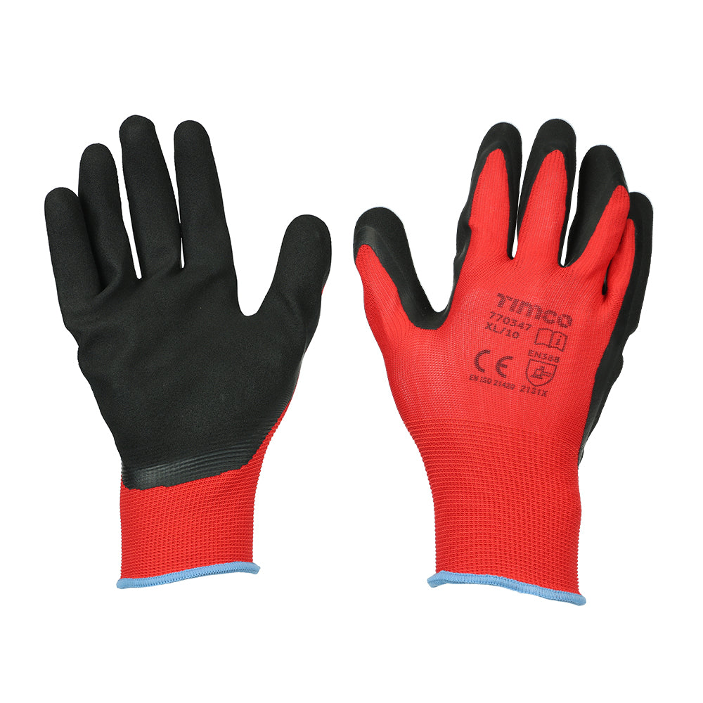 Toughlight Grip Gloves - Sandy Latex Coated Polyester - X Large - Backing Card of 1