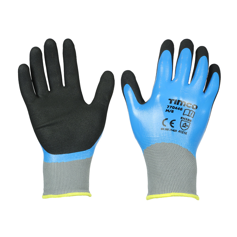 Waterproof Grip Gloves - Sandy Nitrile Foam Coated Polyester - Medium - Backing Card of 1