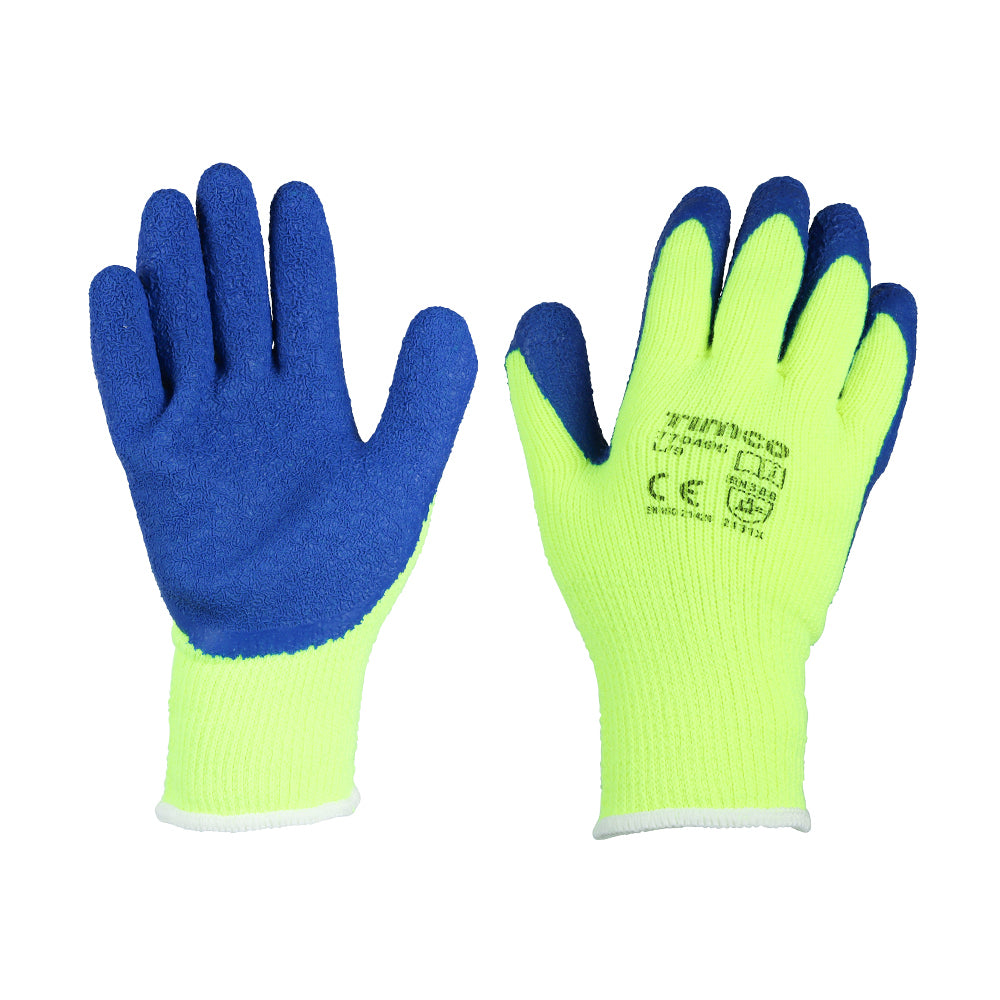 Warm Grip Gloves - Crinkle Latex Coated Polyester - Large - Backing Card of 1